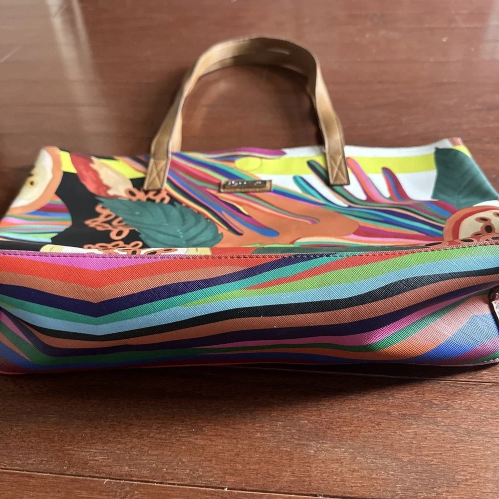 Natura Reversible‎ Vibrant Multi-Color Floral Tote Shopper Satchel Bag